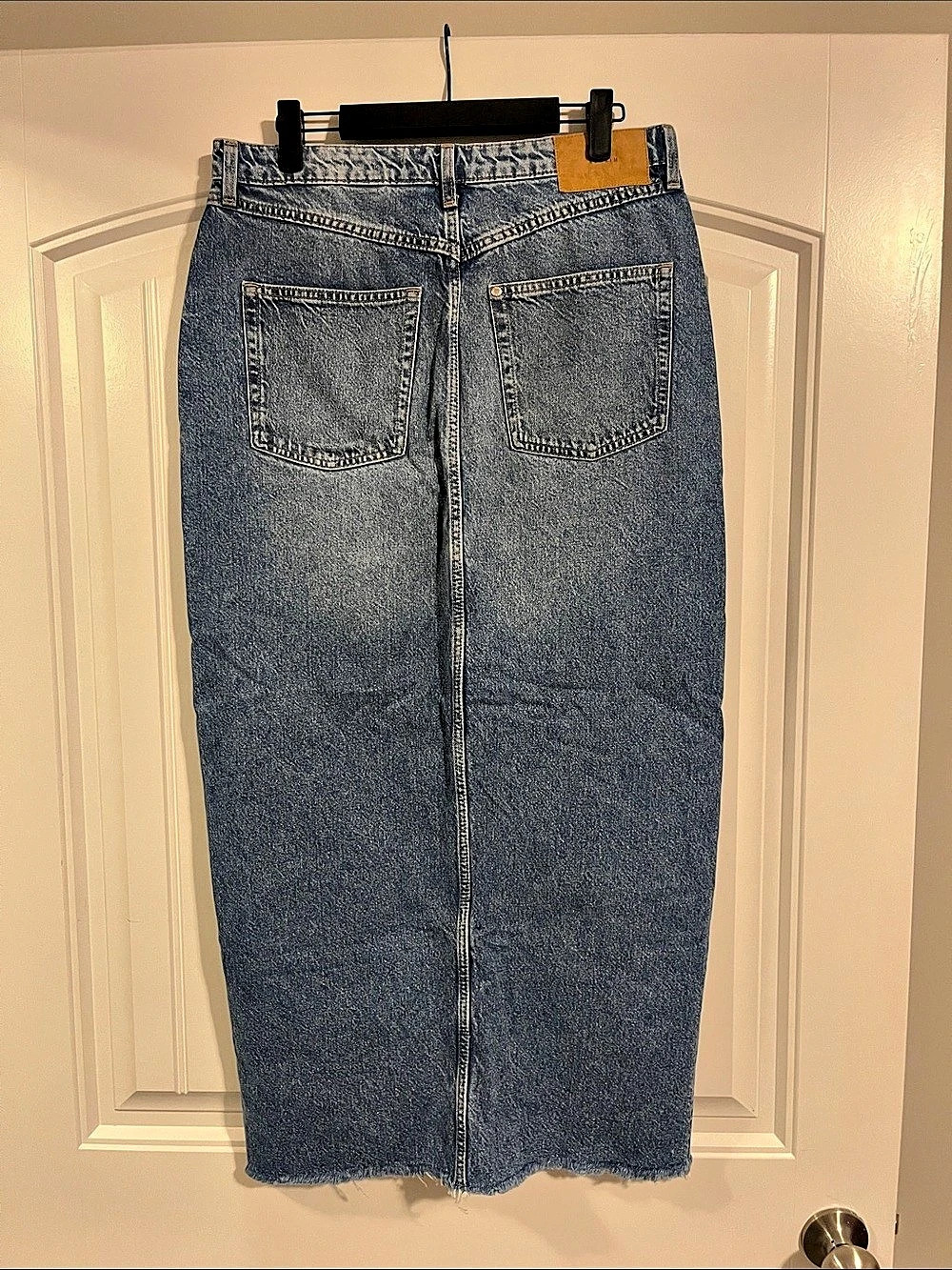 H&M &Denim Front Slit Denim Midi Skirt Blue - Picture 2 of 4